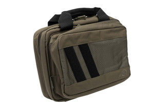 The Specialist Double Pistol Case in OD Green has a comfortable carrying handle.